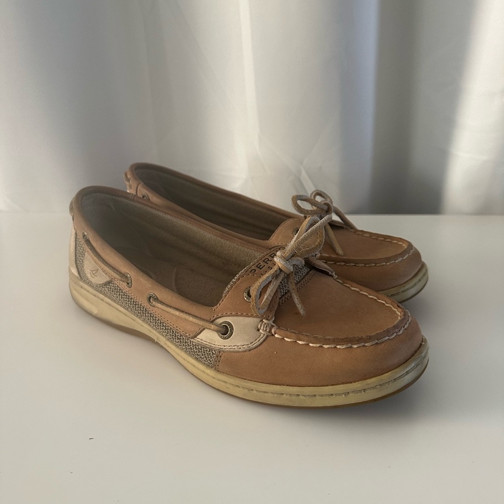 EUC Women's Sperry Top Sider Boat Shoes Loafers Size 9 Tan